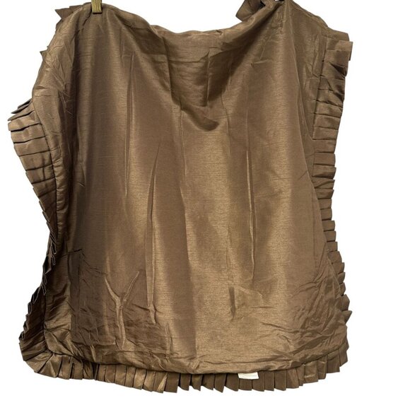 Embroidered Euro Sham Brown Ruffle Border Veratex Zippered Pillow Cover 26" Sq - Picture 4 of 6